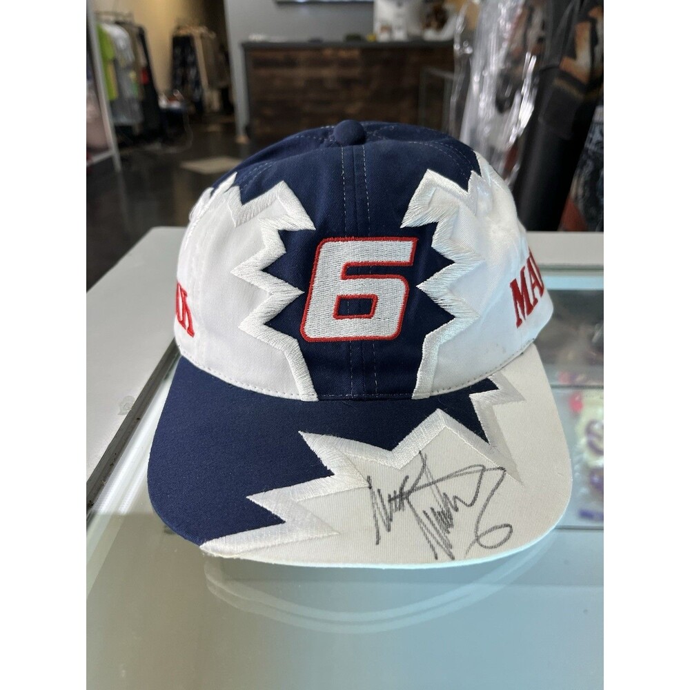 Vintage Mark Martin Jagged Edge Hat Snapback Inko Valvoline Nascar SIGNED